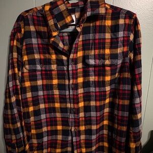 Men's Plaid Flannel Shirt - Red, Yellow, and Black